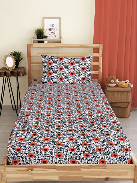 Evmila Çiçek Desenli Baskılı Tek Kişilik Lastikli Çarşaf Seti - S000123609-23173