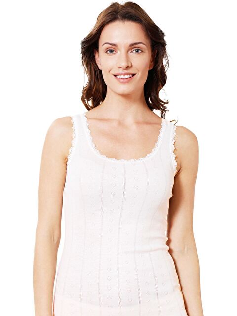 Kompedan Kadın Transferli Ribana Esnek Yumuşak Atlet Ekru | K23493 - S000175458-19965