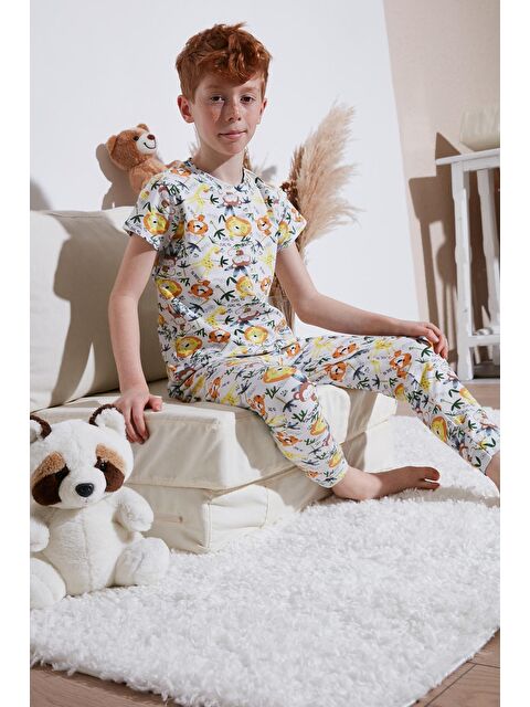 Lela Desenli % 100 Pamuk Bisiklet Yaka Pijama Takımı 6651003 - S000157110-5405