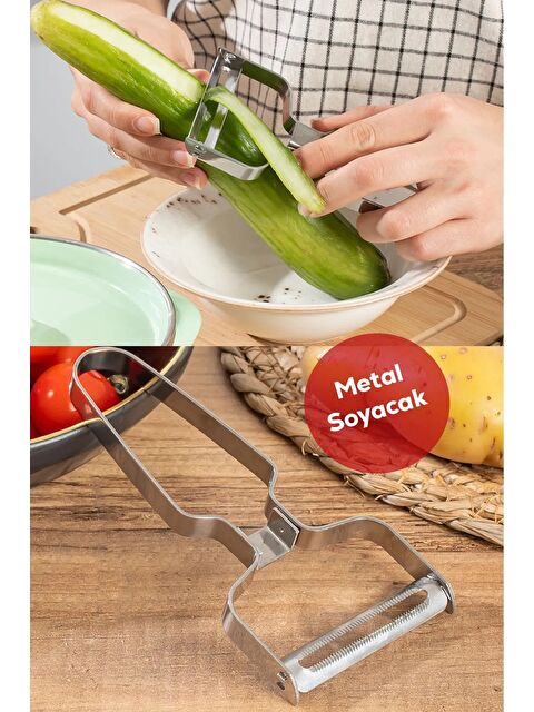 Porsima 16563-10 Paslanmaz Meyve Sebze Soyacak Çok Amaçlı Jülyen Dilimleyici - Gözenek Çıkarıcı - S000292337-37295