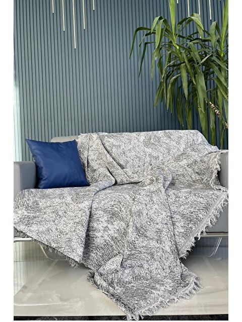 Çeyiz Diyarı Saçaklı Lüks Koltuk Örtüsü 170x220 Cm Antrasit - S000497452-29666