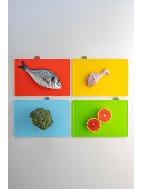 Porsima 1085 4'lü Kesim Panosu - Et Sebze Balık Kesme Doğrama Tahtaları - Renkli - S000292352-37371