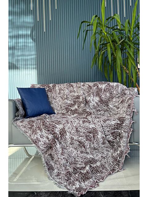 Çeyiz Diyarı Saçaklı Lüks Koltuk Örtüsü 170x220 Cm Bordo - S000497454-19951