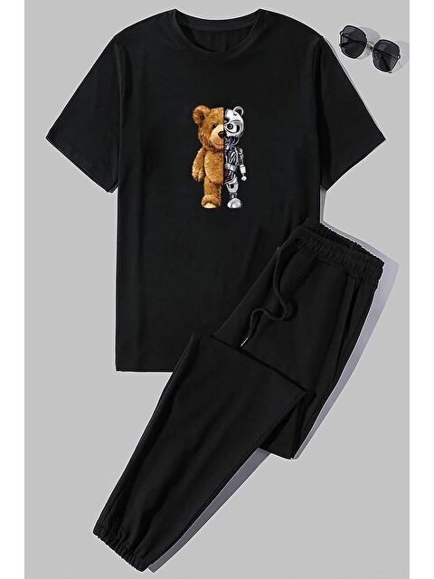 uyguntarz Unisex  Bear Baskılı 2'li Eşofman Takımı - S000240349-19351