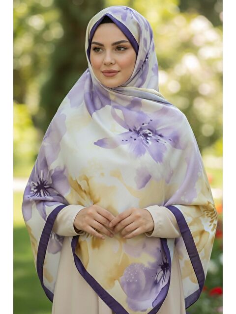 Tofisa Garden Bloom Serisi Pamuklu Şal Mor - 28089-MOR - S000495202-20042