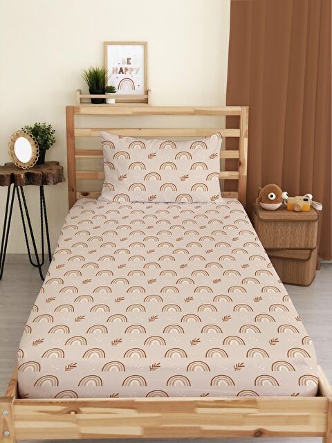 Evmila Desenli Baskılı Tek Kişilik Lastikli Çarşaf Seti - S000123613-23173