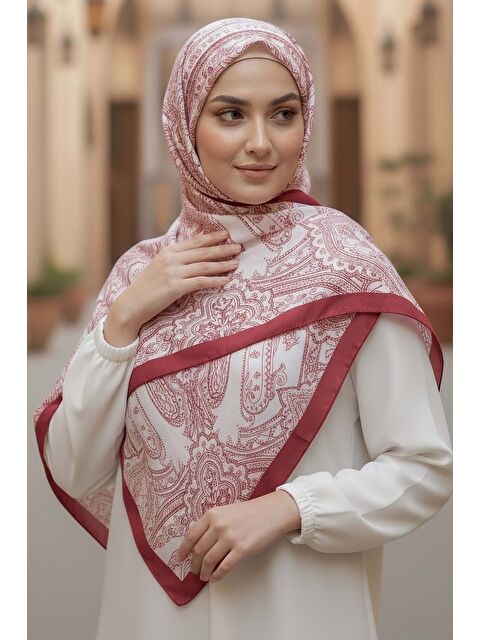 Tofisa Otantic Ethnic Serisi Pamuk Şal Bordo - 28109-BORDO