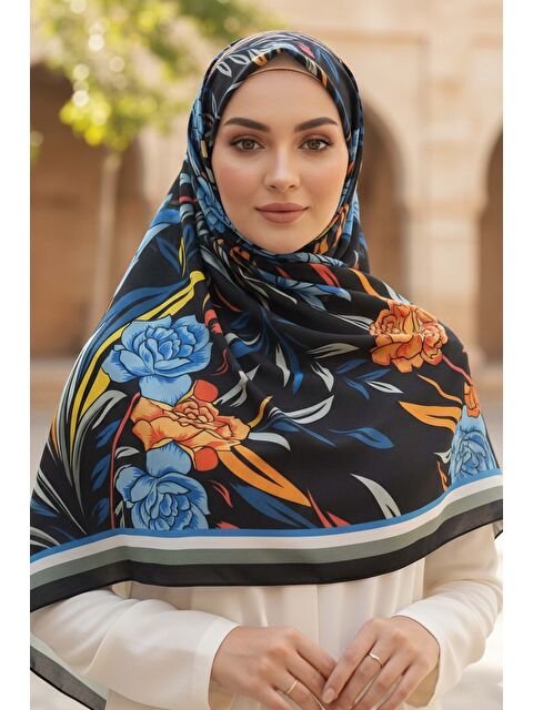 Tofisa Floral Essence Serisi Pamuk Şal Mavi - 28111-MAVI