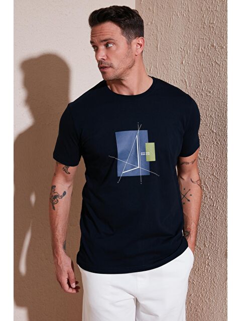 Buratti Baskılı Pamuklu Bisiklet Yaka Slim Fit %100 Pamuk Tişört 646R8040 - S000169902-21164