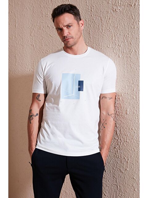 Buratti Baskılı Pamuklu Bisiklet Yaka Slim Fit %100 Pamuk Tişört 646R8040 - S000169902-19965