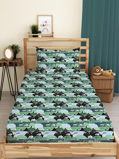 Evmila Dağ Desenli Baskılı Tek Kişilik Lastikli Çarşaf Seti - S000123615-23173