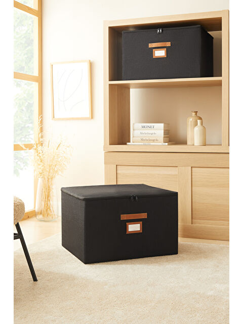 Ocean Home Textile Siyah Renk Jüt Destekli Kutu Hurç 48 x 40 x 30 cm - S000497460-19351