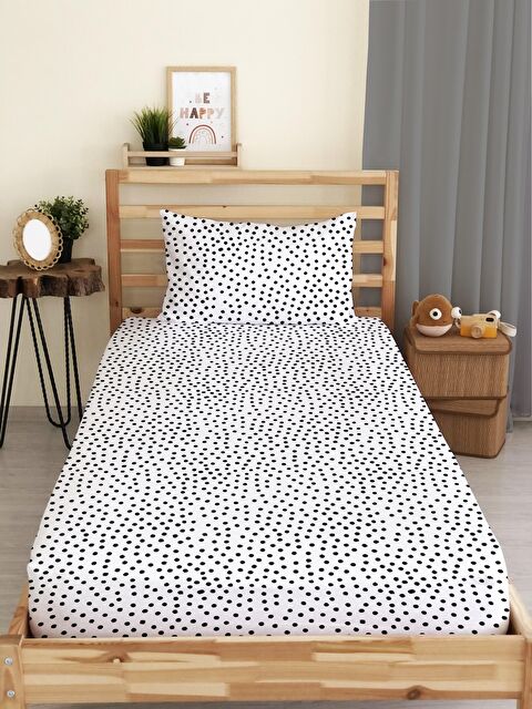 Evmila Puantiye Desenli Baskılı Tek Kişilik Lastikli Çarşaf Seti - S000123616-23173