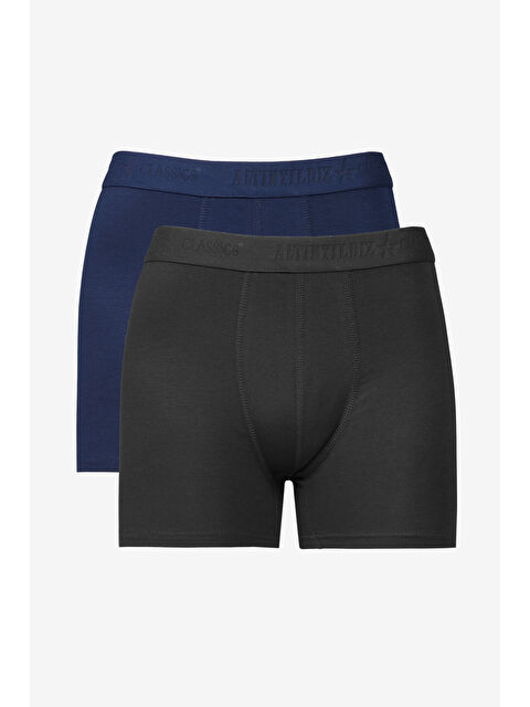Altınyıldız Classics Erkek Siyah-Lacivert Premium Pamuklu 2'li Paket Esnek Boxer - S000402510-37436