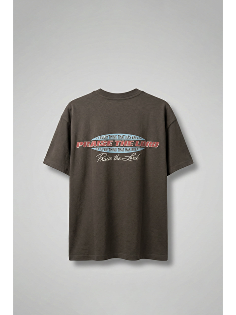 Abluka Online Erkek Oversize Sırt Baskılı Pamuklu T-Shirt Antrasit - S000513659-29666