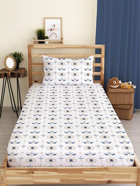 Evmila Göz Desenli Baskılı Tek Kişilik Lastikli Çarşaf Seti - S000123623-23173