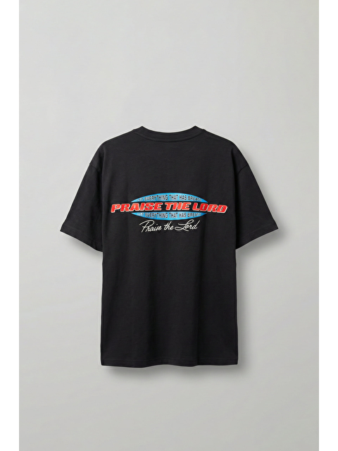 Abluka Online Erkek Oversize Sırt Baskılı Pamuklu T-Shirt Siyah - S000513659-19351