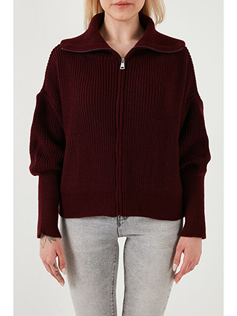 Lela Standart Fit Balon Kol Fermuarlı Selanik Örgülü Hırka 4615562 - S000328047-19951