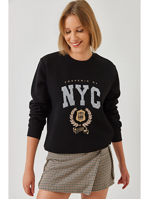 SHADE Kadın Üç İplik Şardonlu Nakışlı Sweatshirt - S000313215-19351