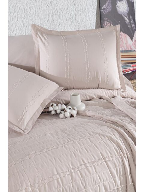 Clasy Ranforce %100 Pamuk Çift Kişilik Yatak Örtüsü Seti Avola Taş Rengi - S000245850-25636