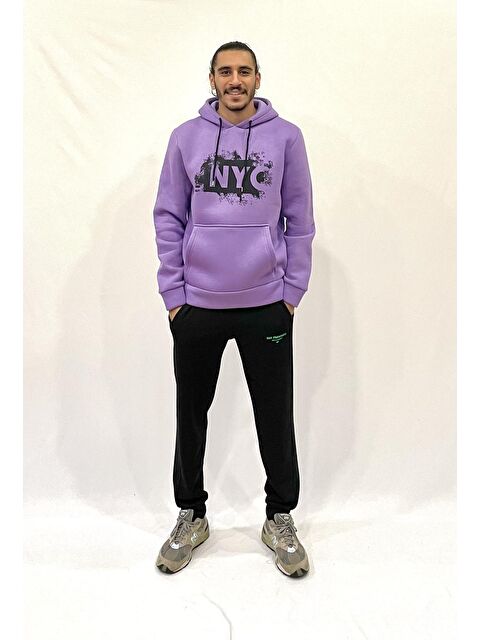Süperlife Kapüşonlu Regular Fit İçi Polarlı 3 İplik NYC Baskılı Erkek Hoodie spr24sw09 - S000118720-17878