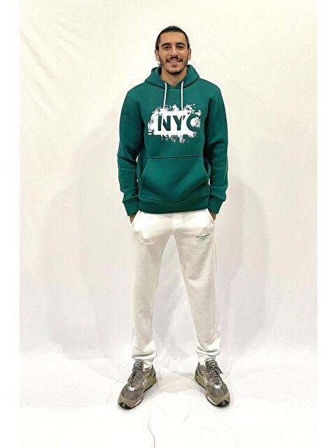 Süperlife Kapüşonlu Regular Fit İçi Polarlı 3 İplik NYC Baskılı Erkek Hoodie spr24sw09 - S000118720-18194