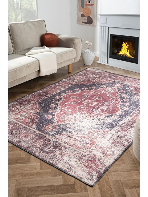 Konfor Halı Antico 2352 Pamuk Tabanlı Yıkanabilir Otantik Vintage Klasik Eskitme Halı-120x180 - S000225482-23173