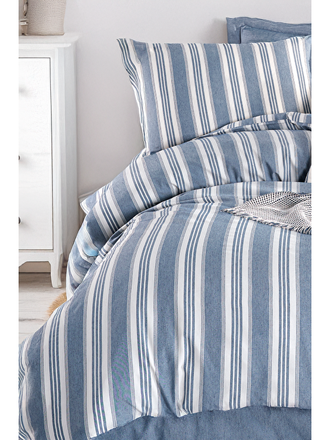 UPSTYLE Sport Çizgili Nevresim Takımı Tek Kişilik Juck Lacivert