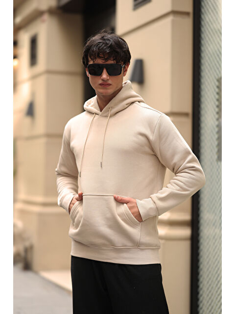 Comstar Üç İplik Şardonlu Kanguru Cep Erkek Hoodie - S000300199-4557