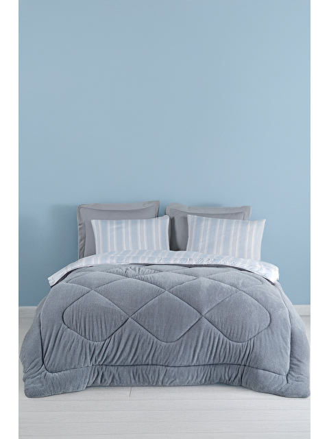 UPSTYLE Wellsoft Yorgan Çift Kişilik Soft Line Gri - S000356289-20600