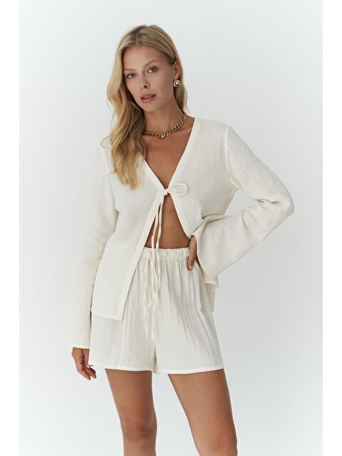 Bohemai Ferriday Ekru Gömlek Şort Takım - S000236341-19965