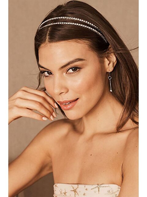 New Obsessions Çift Sıra Taşlı Abiye Taç - S000120490-18105