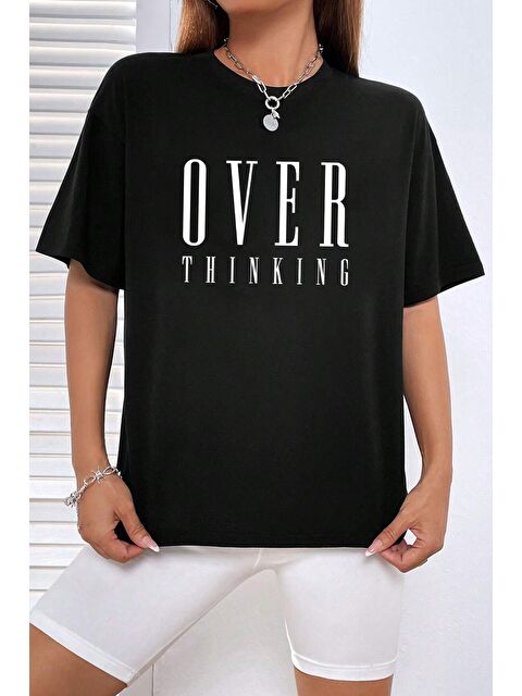 uyguntarz Unisex Over Thinking Baskılı Tasarım Tshirt - S000240843-19351