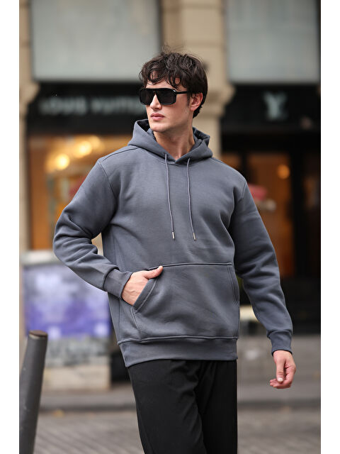 Comstar Üç İplik Şardonlu Kanguru Cep Erkek Hoodie - S000300199-33408
