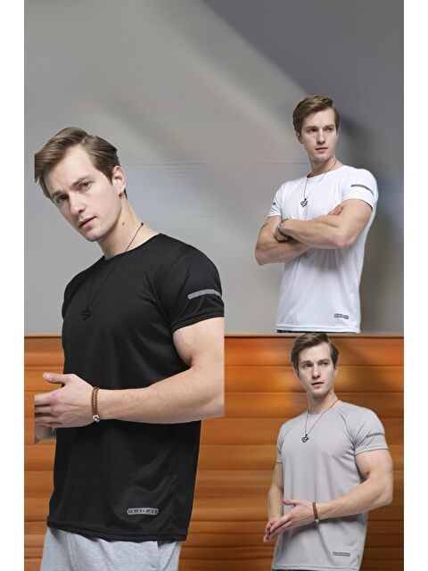 Oksit Cappi 3'lü Paket Slim Fit Performans Antrenman Sporcu Erkek Tişört - S000139813-23173