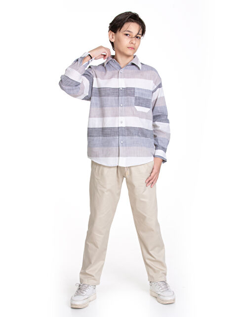 pi pengai Erkek Çocuk Keten 2'li Takım (Pantolon+Gömlek) P1007.1 - S000357356-19966