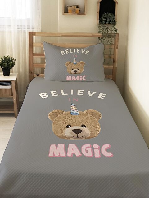 Evmila Teddy Desenli, Baskılı Tek Kişilik ve Çocuk Pike Takımı 160x220 Cm - S000123631-23173