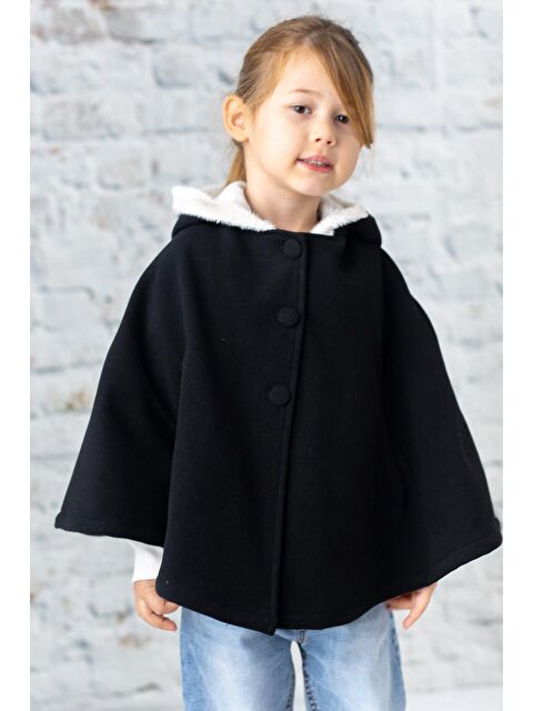 MİNİNİO Kız Çocuk Kapüşonlu Kaşe Panço - S000314736-19351