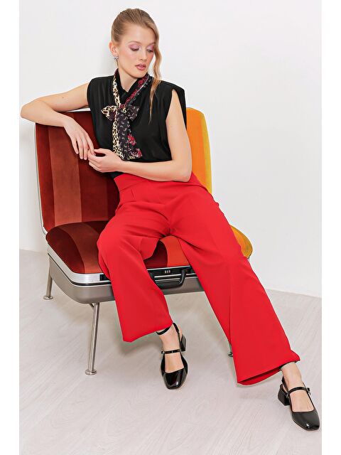 Bigdart Kadın Kırmızı Yüksek Bel Palazzo Pantolon 6646 - S000150885-20045