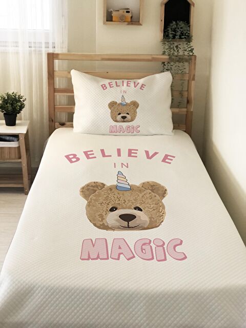 Evmila Teddy Desenli, Baskılı Tek Kişilik ve Çocuk Pike Takımı 160x220 Cm - S000123633-23173