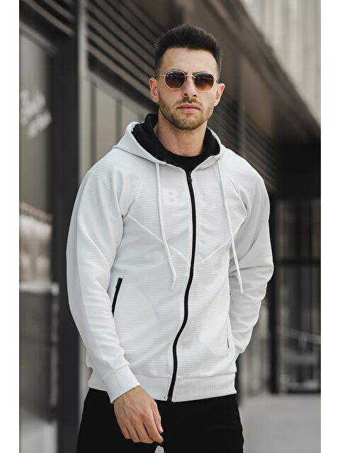 Oksit Milos Ottoman Dokuma Kapüşonlu   Fermuarlı Sweatshirt - S000126172-20063