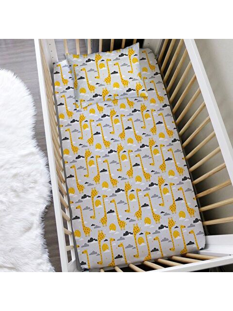 Evmila Zürafa Desenli 60x120 Cm Baskılı Bebek Boy Lastikli Çarşaf Seti - S000125692-23173