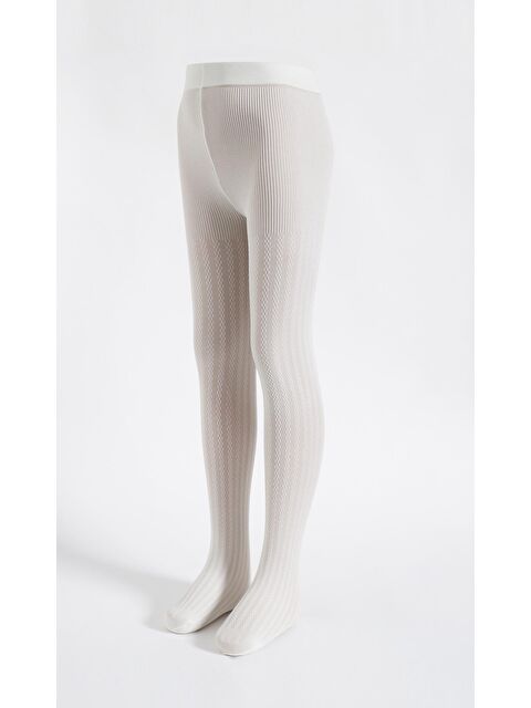 Katia And Bony Kız Çocuk 20 Denye Örgü Desenli Külotlu Çorap Ekru - S000152550-19965