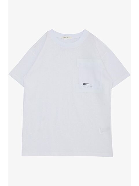 Breeze Erkek Çocuk Tişört Cepli Yazı Baskılı Beyaz (9-14 Yaş) - S000033385-20063