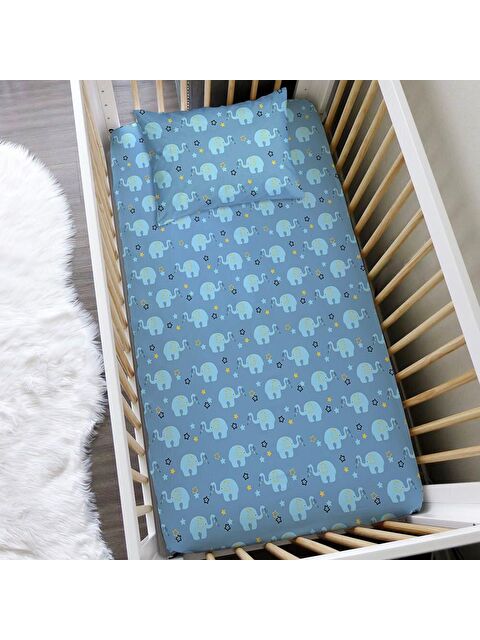 Evmila Fil Desenli 60x120 Cm Baskılı Bebek Boy Lastikli Çarşaf Seti - S000125694-23173