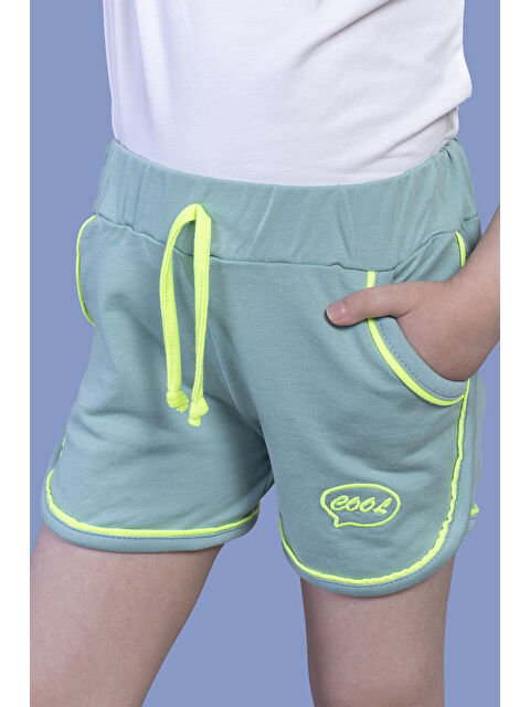 Toontoykids Kız Çocuk Beli Lastikli İki Yanı Cepli Nakışlı Şort