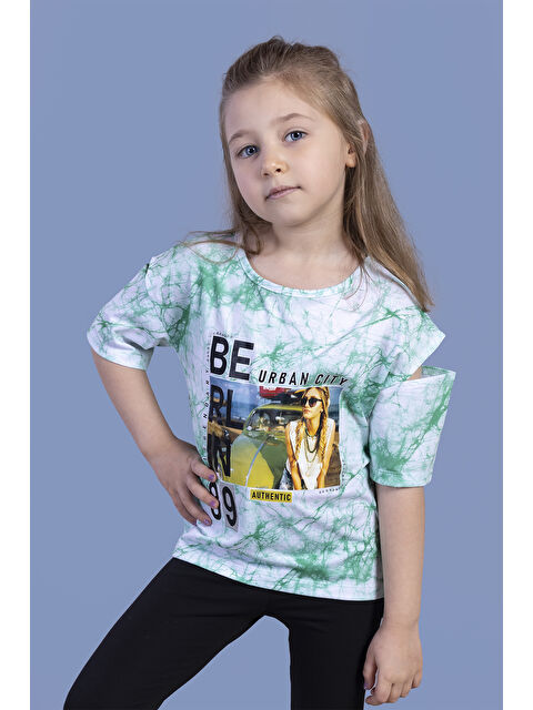 Toontoykids Kız Çocuk Batik Desenli Dijital Baskılı Tişört