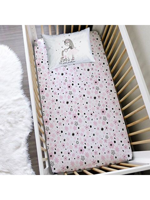 Evmila Çiçek Desenli 60x120 Cm Baskılı Bebek Boy Lastikli Çarşaf Seti - S000125695-23173