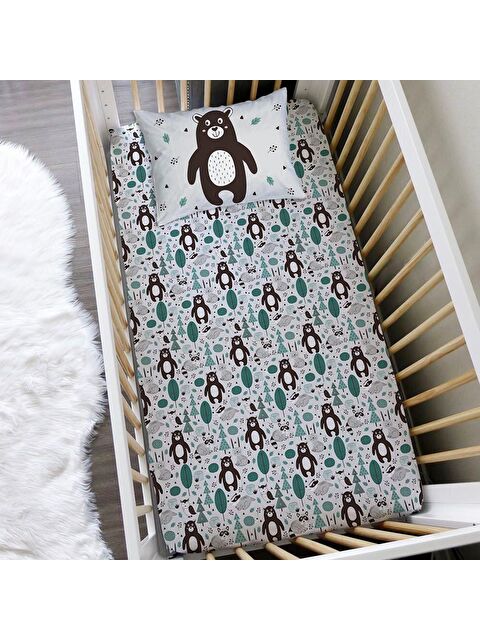 Evmila Ayı Desenli 60x120 Cm Baskılı Bebek Boy Lastikli Çarşaf Seti - S000125699-23173