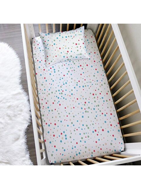 Evmila Yıldız Desenli 60x120 Cm Baskılı Bebek Boy Lastikli Çarşaf Seti - S000125697-23173